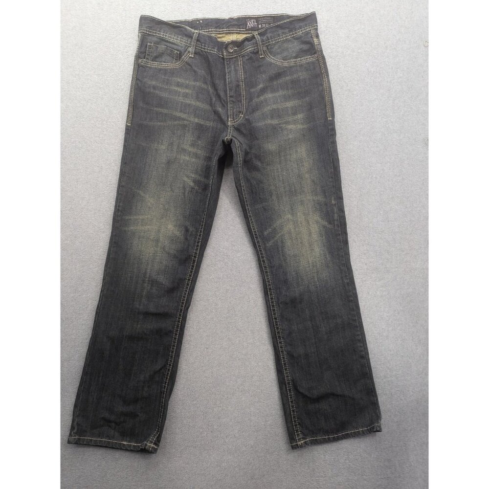 Axel Treadwell Jeans Mens 34x32 Blue Medium Wash Relaxed Straight Denim Zip Fly